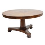 Early Victorian rosewood tilt-top centre or breakfast table