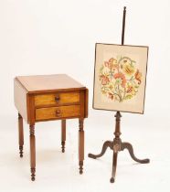 Early 20th century two-drawer Pembroke table and polescreen