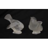 Lalique - Two glass sparrow paperweights