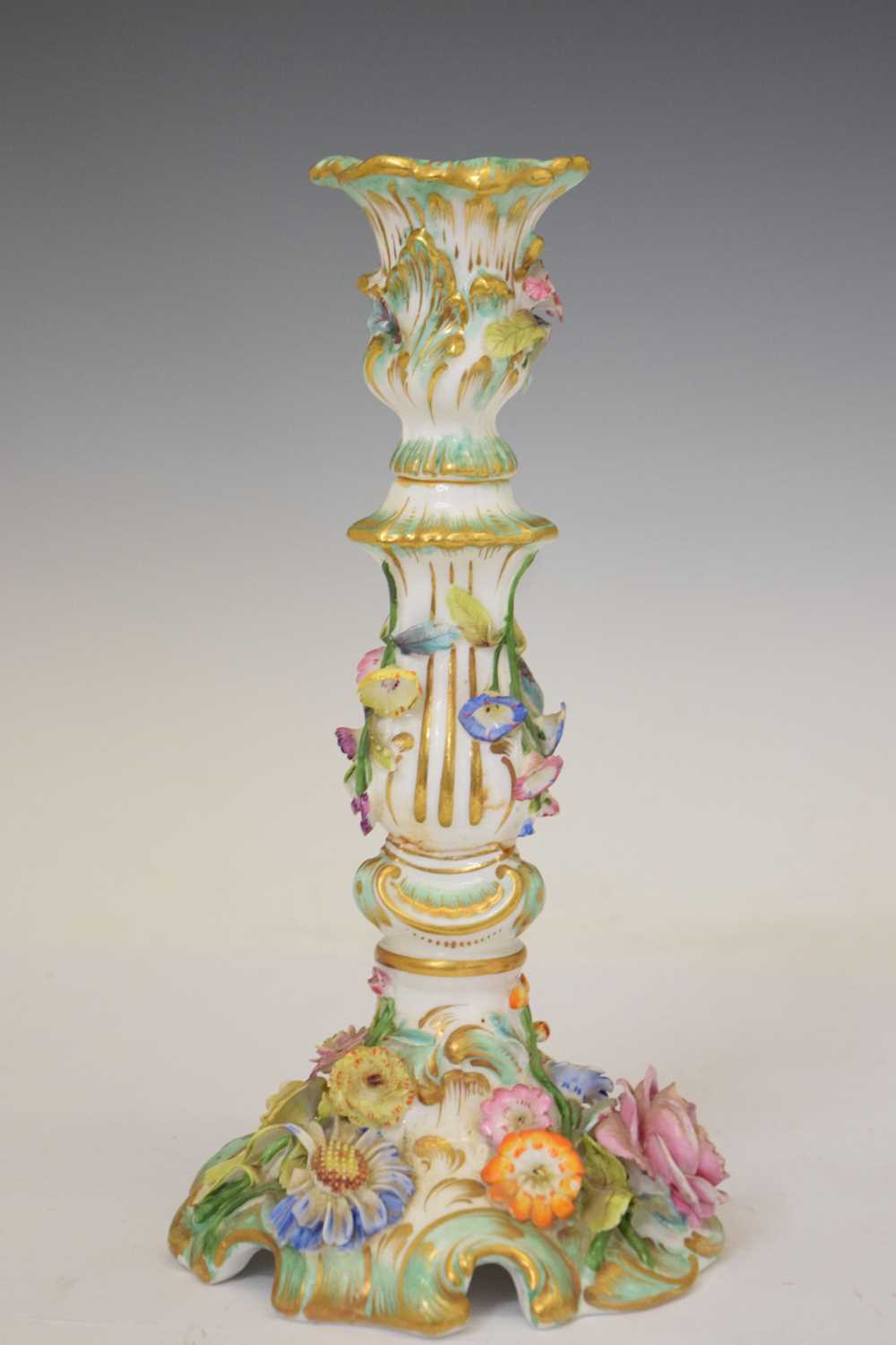 Pair of early 20th century Continental flower-encrusted candlesticks - Image 8 of 12