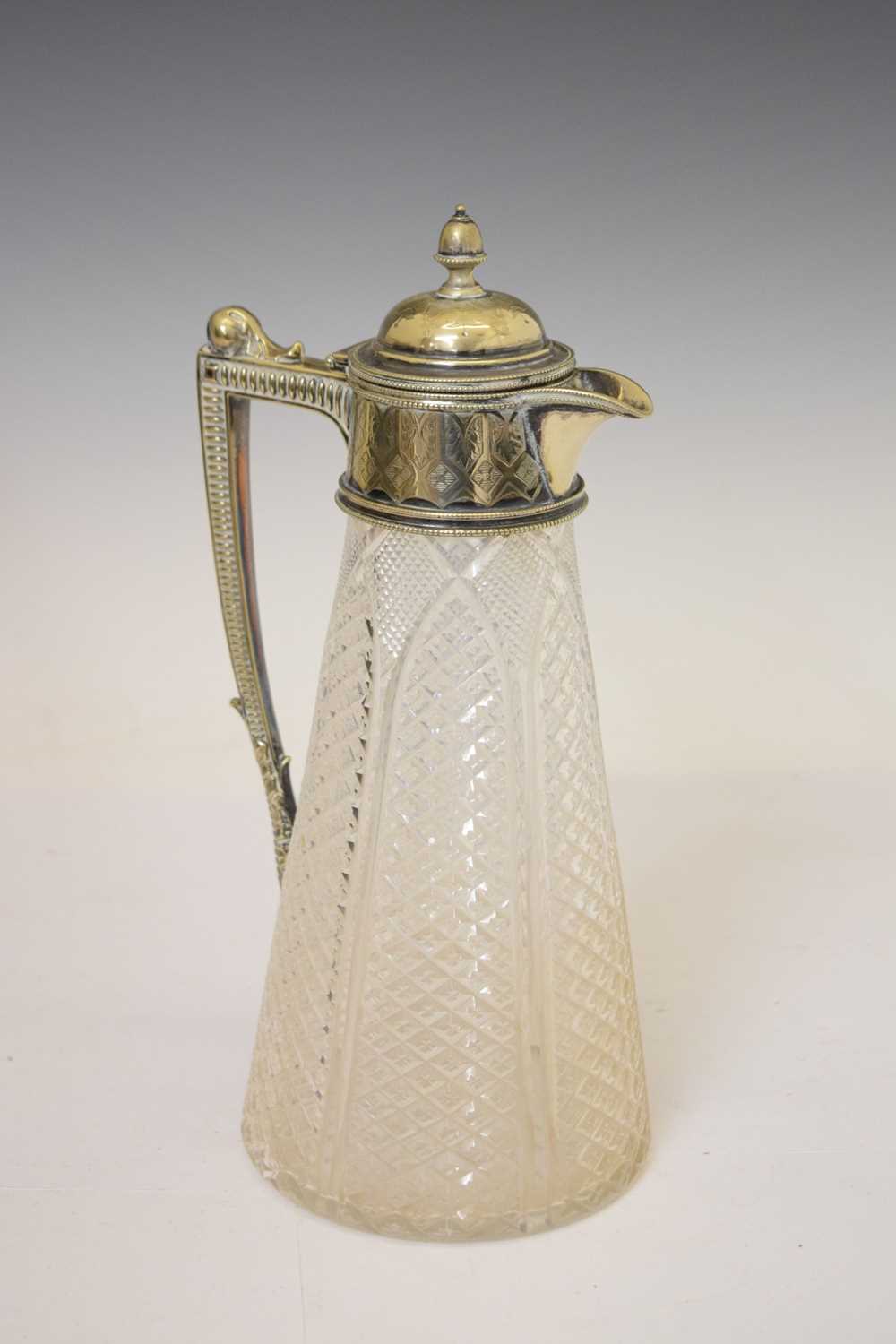 Silver plated and cut glass claret jug - Image 7 of 7