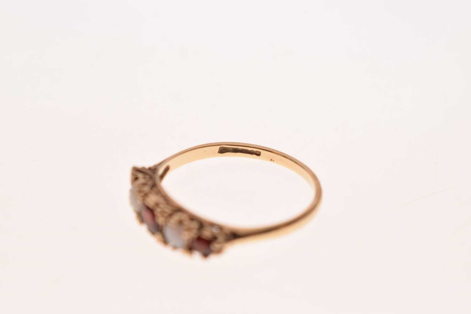 Two 9ct gold, garnet and opal dress rings - Image 7 of 7