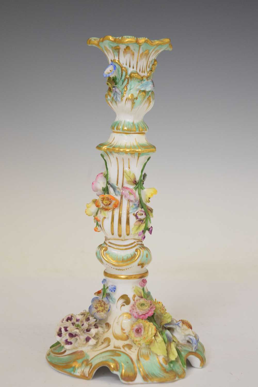 Pair of early 20th century Continental flower-encrusted candlesticks - Image 9 of 12