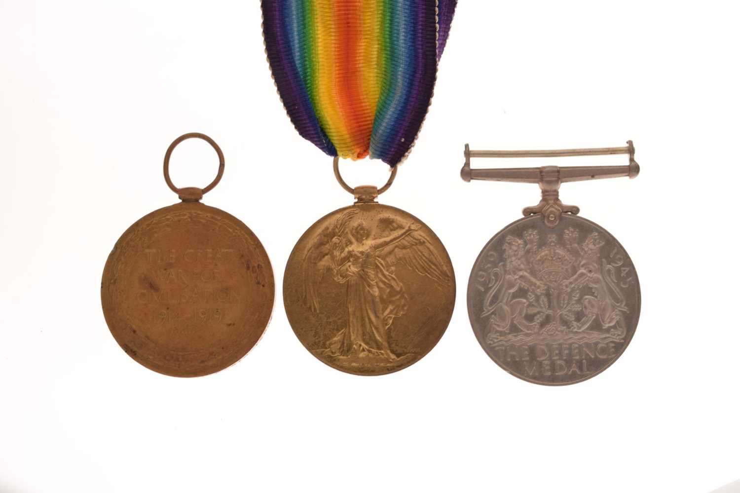 Two British First World War Victory Medals and Second World War Defence - Image 9 of 9