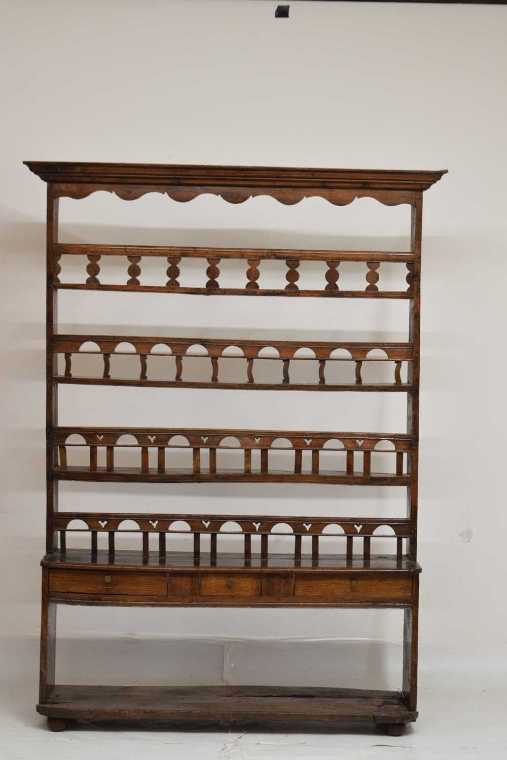19th century Continental fruitwood open back dresser - Image 3 of 17