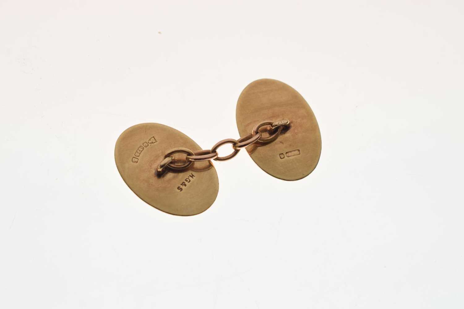 Pair of 9ct gold oval cufflinks - Image 3 of 6