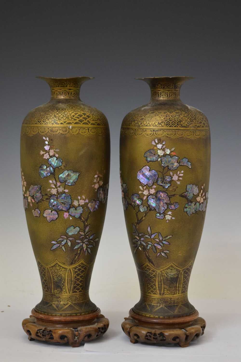Pair of 20th century gilt metal vases, tea caddy and Chinese bulldog - Image 2 of 15