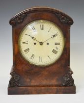 Mid 19th century walnut cased bracket clock