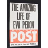 Mid 20th century printed advertising poster on fabric - Picture Post Eva Peron