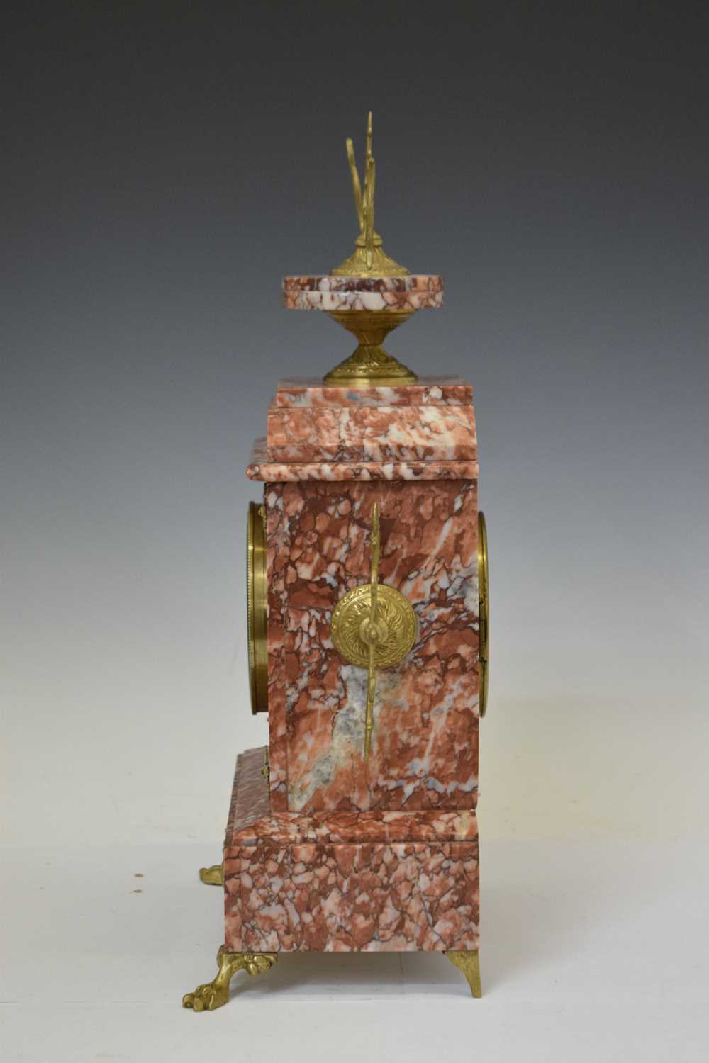 Late 19th century rouge marble mantel clock - Image 6 of 8