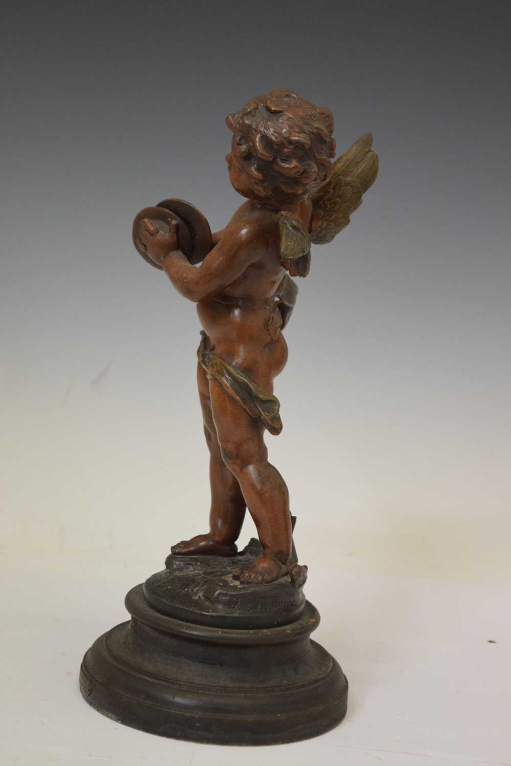 After L & F Moreau - Pair of bronzed spelter angel musicians - Image 9 of 9