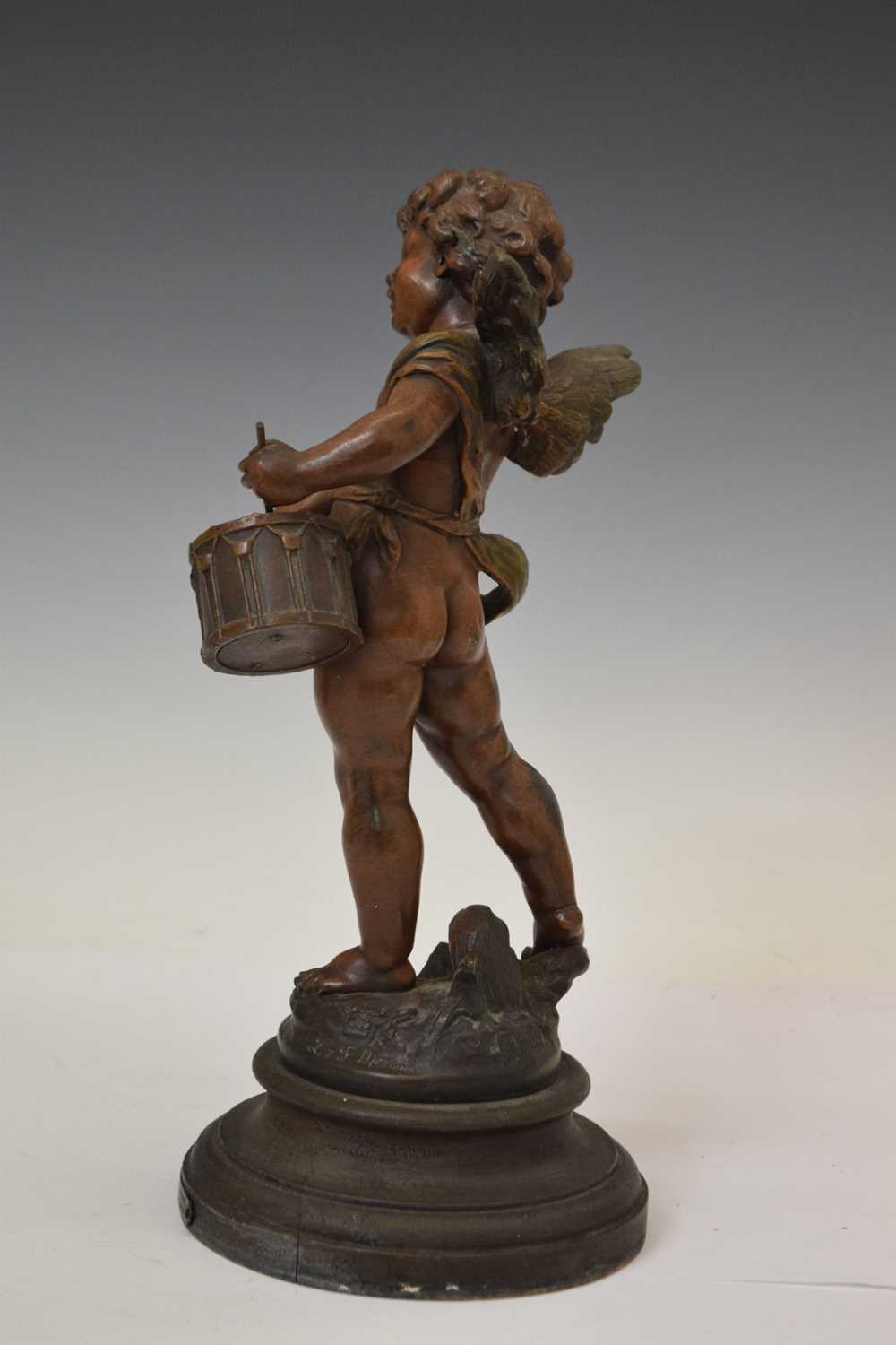 After L & F Moreau - Pair of bronzed spelter angel musicians - Image 5 of 9