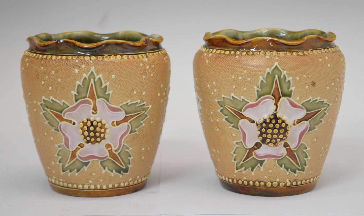 Pair of Royal Doulton Slater's patent vases