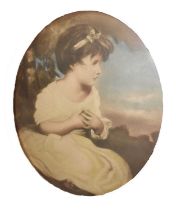 Oval convex print - 'The Age of Innocence', after Sir Joshua Reynolds