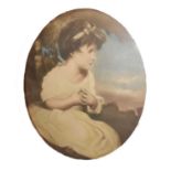 Oval convex print - 'The Age of Innocence', after Sir Joshua Reynolds