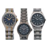 Seiko - Three gentleman's stainless steel bracelet watches