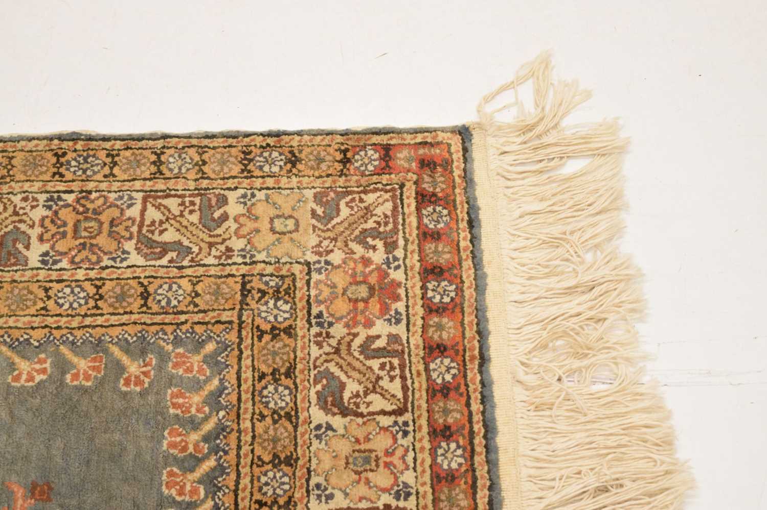 Small Middle Eastern blue and yellow ground prayer rug - Image 4 of 8