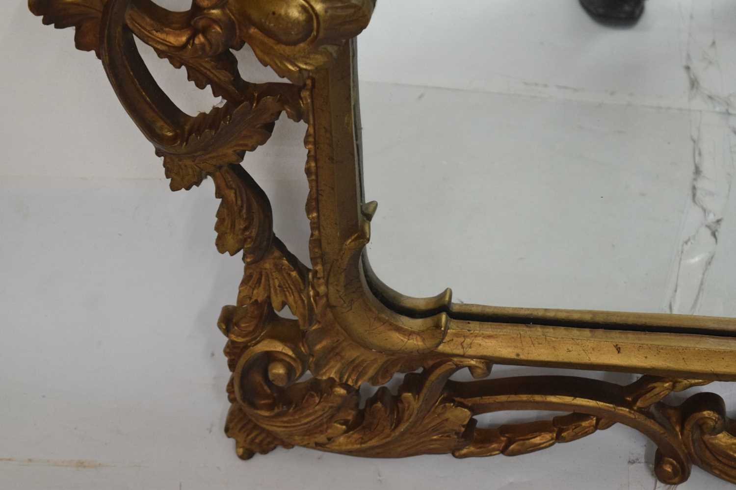 Large giltwood foliate scroll wall mirror - Image 4 of 9