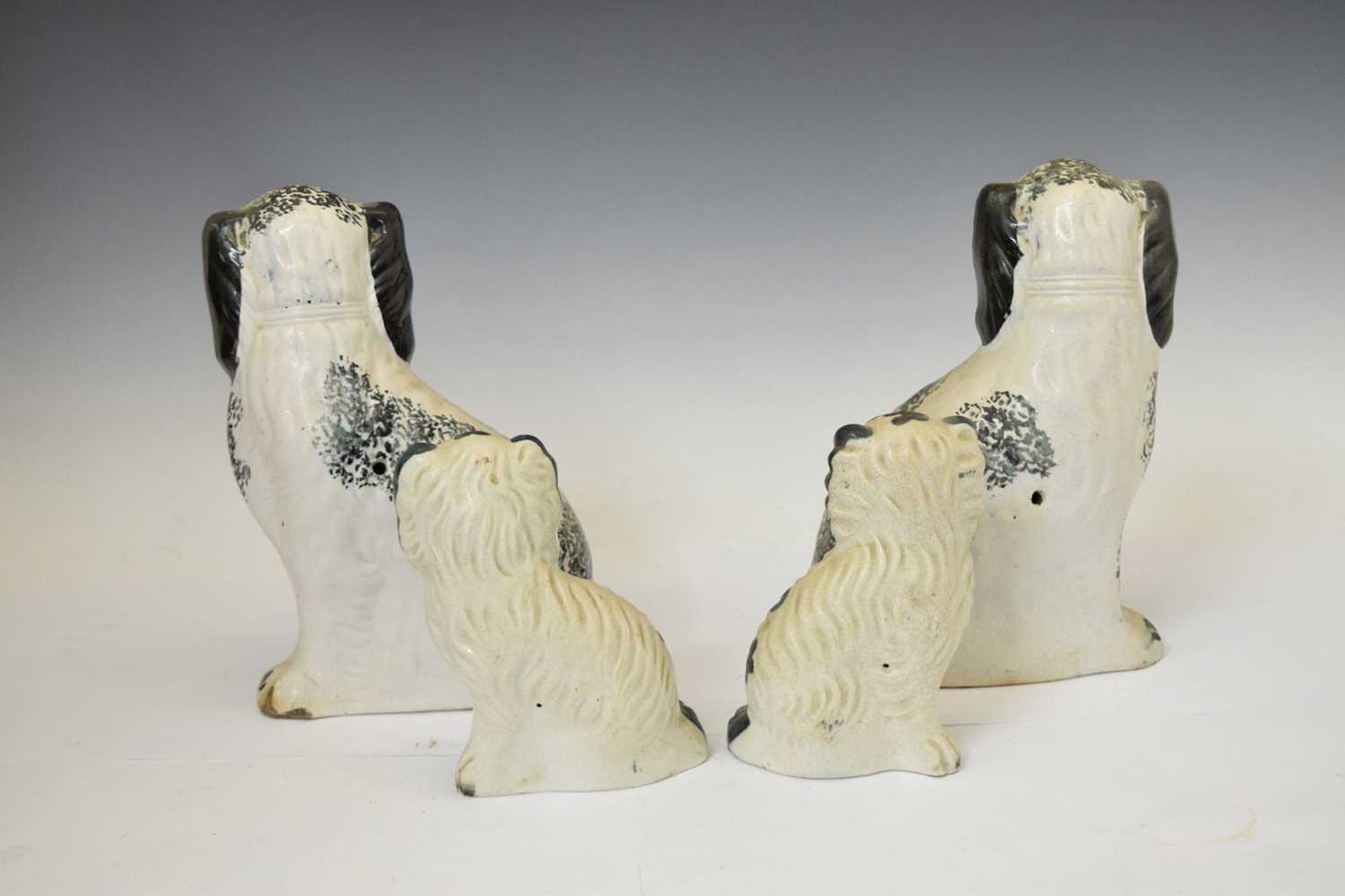 Two pairs of Staffordshire spaniels, together with three hunting jugs - Image 6 of 19