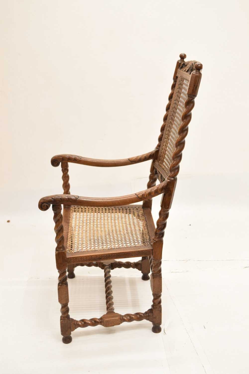 Late 17th century-style cane-seated and backed open armchair - Image 8 of 10