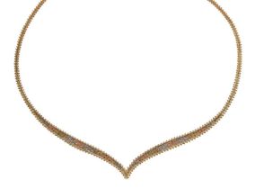 Italian yellow metal (9K) three-colour necklace