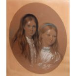 Alexander Blackley (1816-1903) - Oval pastel of two young girls