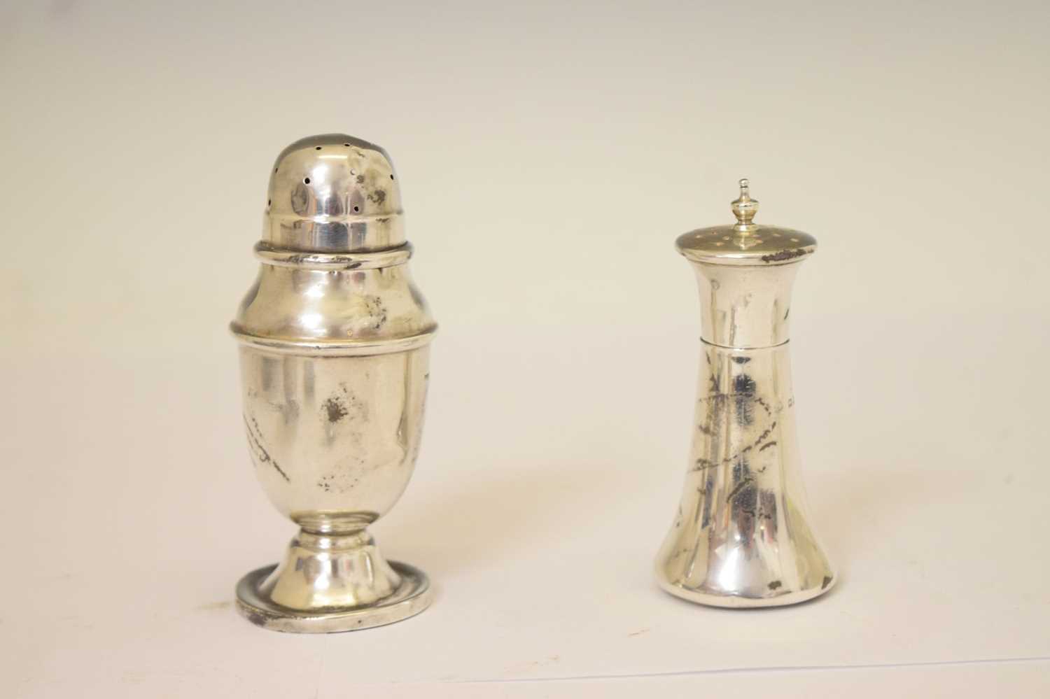 George V silver twin-handled salt, and a quantity of silver cruets - Image 7 of 12