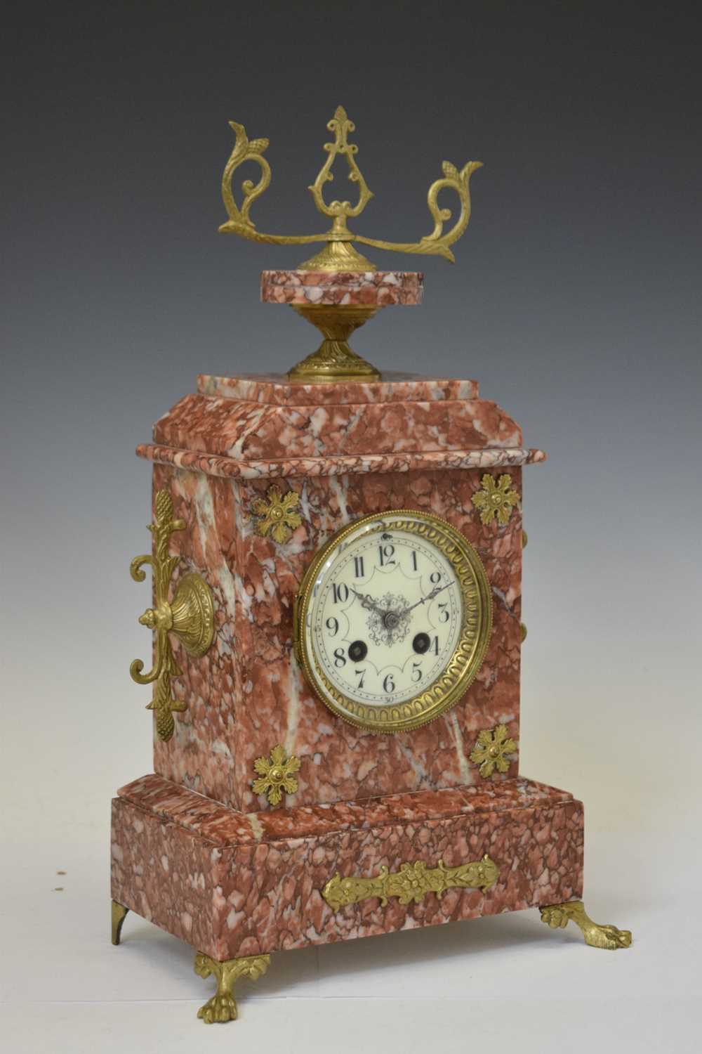 Late 19th century rouge marble mantel clock - Image 2 of 8