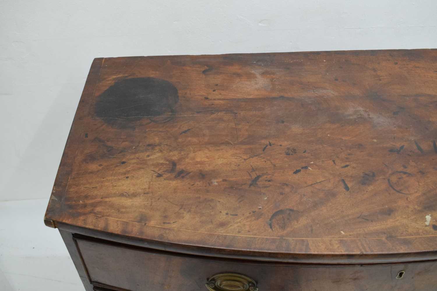 Early 19th century mahogany bowfront chest of four long drawers - Image 4 of 10