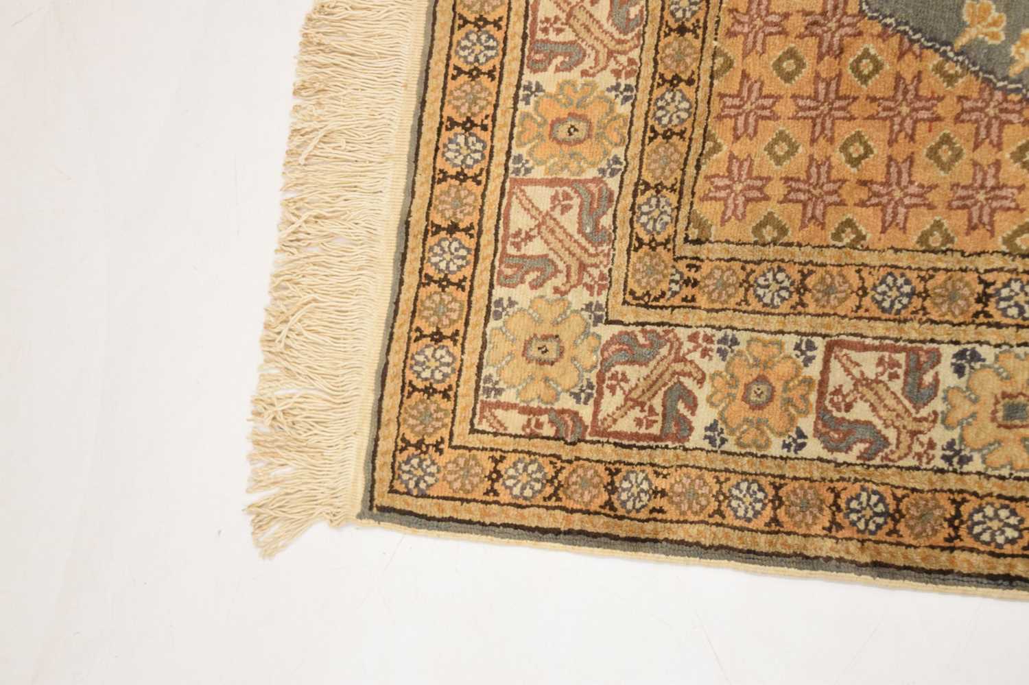 Small Middle Eastern blue and yellow ground prayer rug - Image 6 of 8