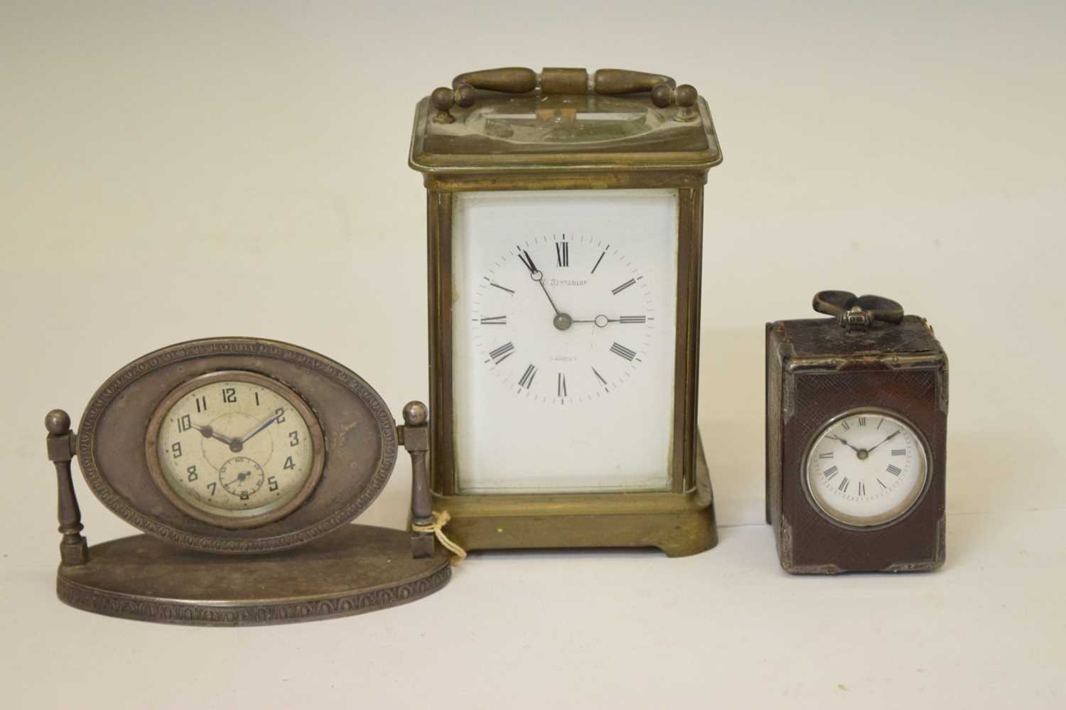 Two carriage timepieces and dressing table clock - Image 2 of 9