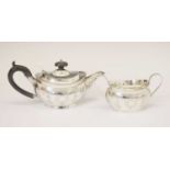 George V silver two-piece Bachelor tea set with engraved decoration