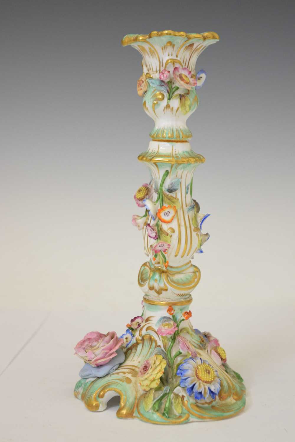 Pair of early 20th century Continental flower-encrusted candlesticks - Image 5 of 12