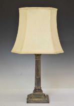 Elkington & Co silver-plated Corinthian column table lamp