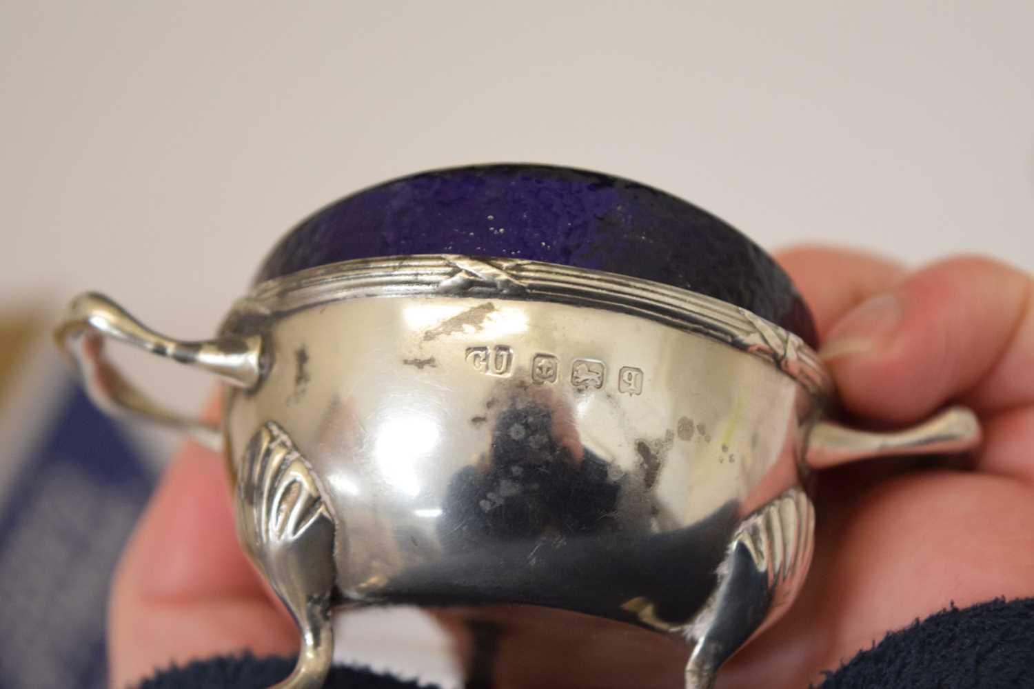 George V silver twin-handled salt, and a quantity of silver cruets - Image 12 of 12