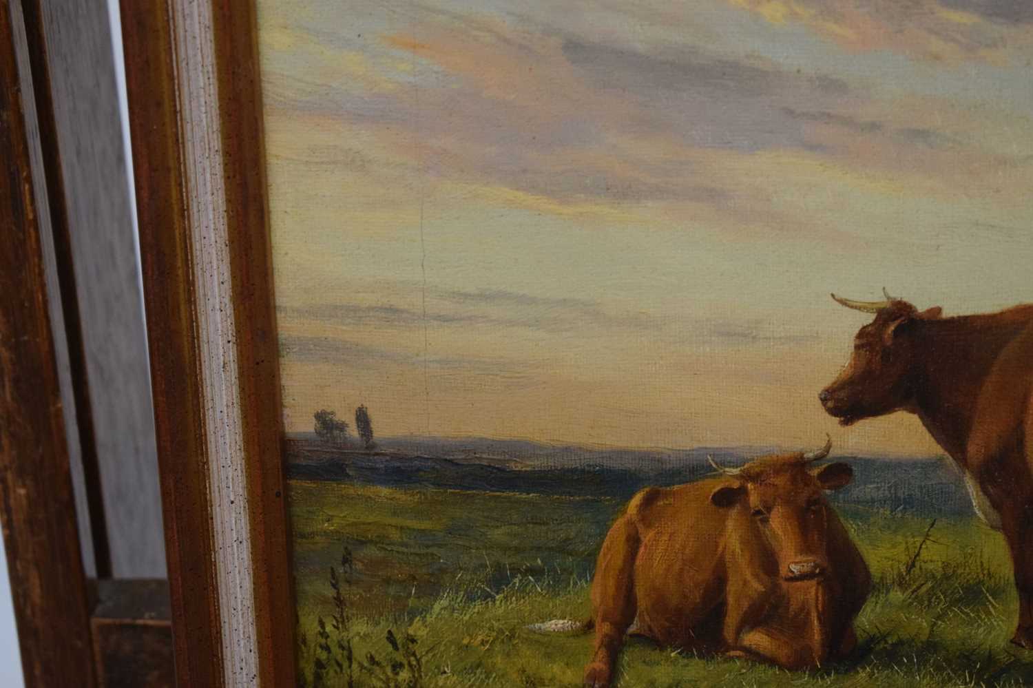 Manner of Thomas Sidney Cooper (1803-1902) - Oil on canvas - Cattle in landscape - Image 8 of 14
