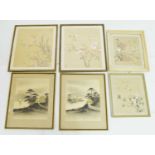 Four Chinese silk hand painted pictures