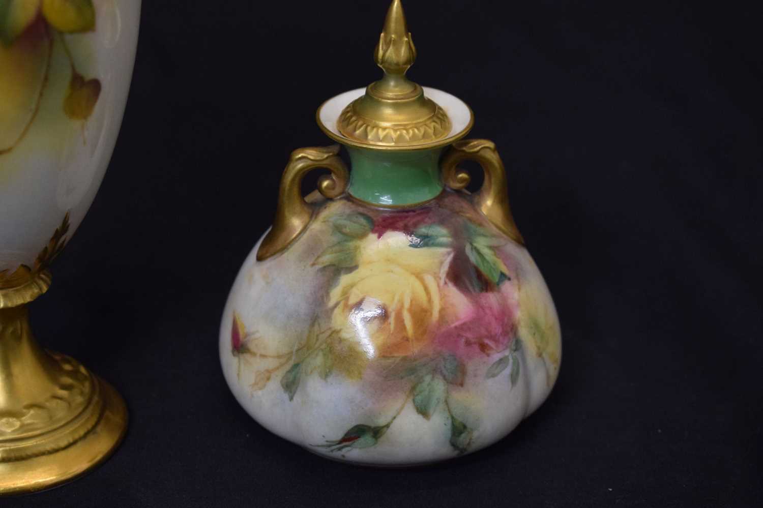 Mille Hunt for Royal Worcester floral and gilt decorated pedestal vase - Image 5 of 10