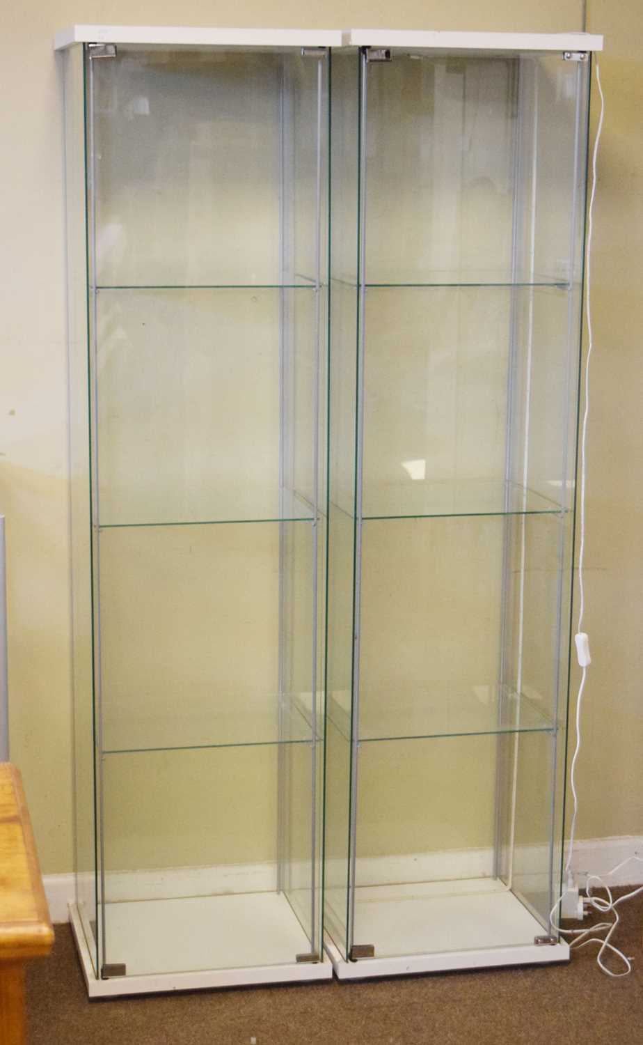 Two modern Ikea display glass display cabinets