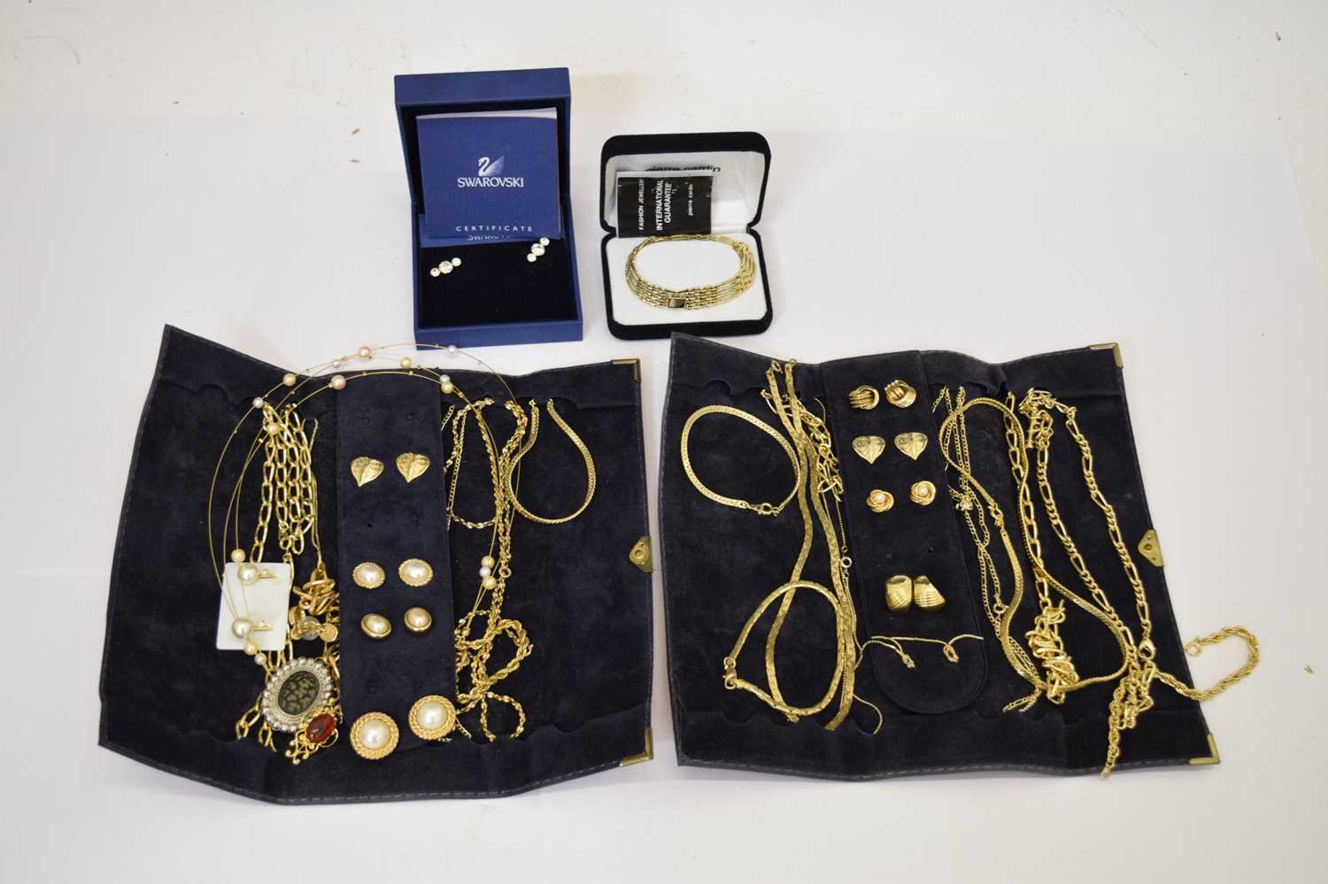 Collection of costume jewellery to include boxed Swarovski earrings, etc