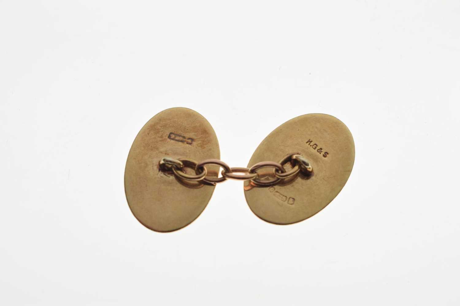 Pair of 9ct gold oval cufflinks - Image 5 of 6