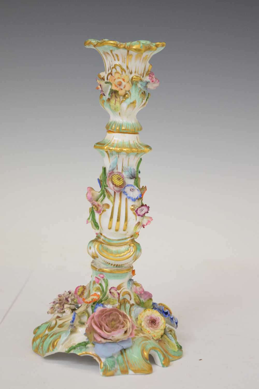 Pair of early 20th century Continental flower-encrusted candlesticks - Image 2 of 12