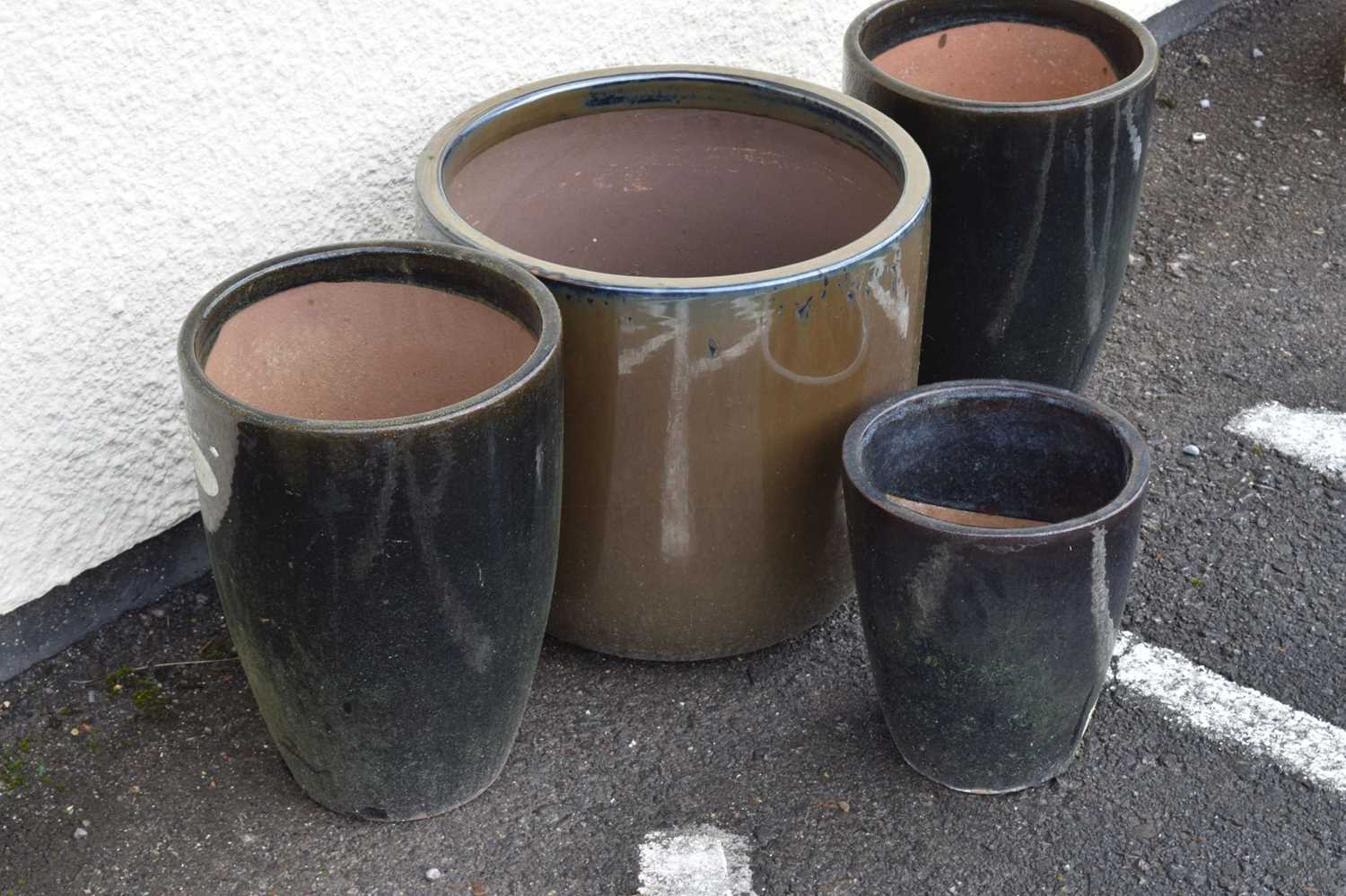 Four glazed garden planters/pots - Image 4 of 6
