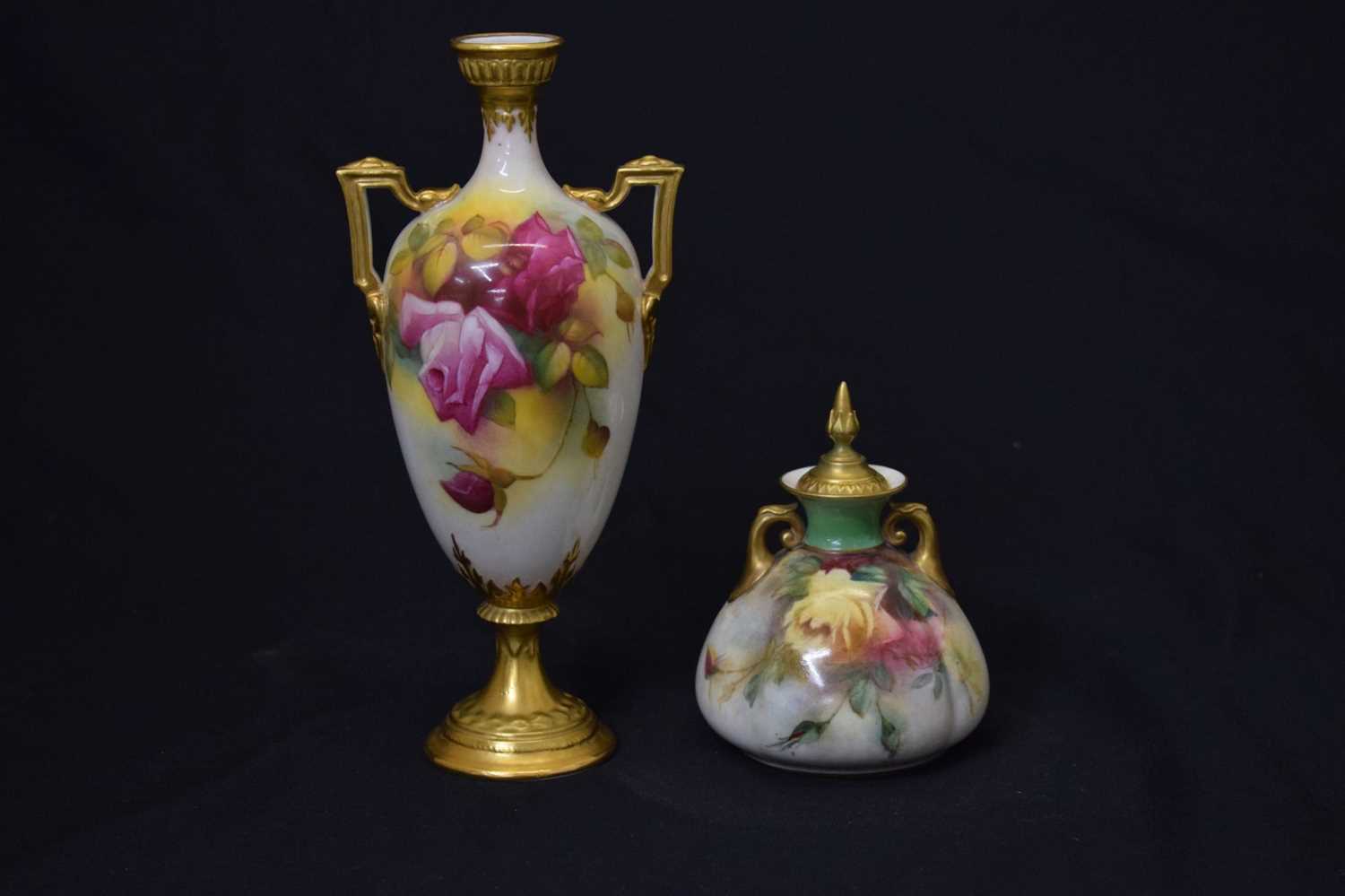 Mille Hunt for Royal Worcester floral and gilt decorated pedestal vase - Image 2 of 10