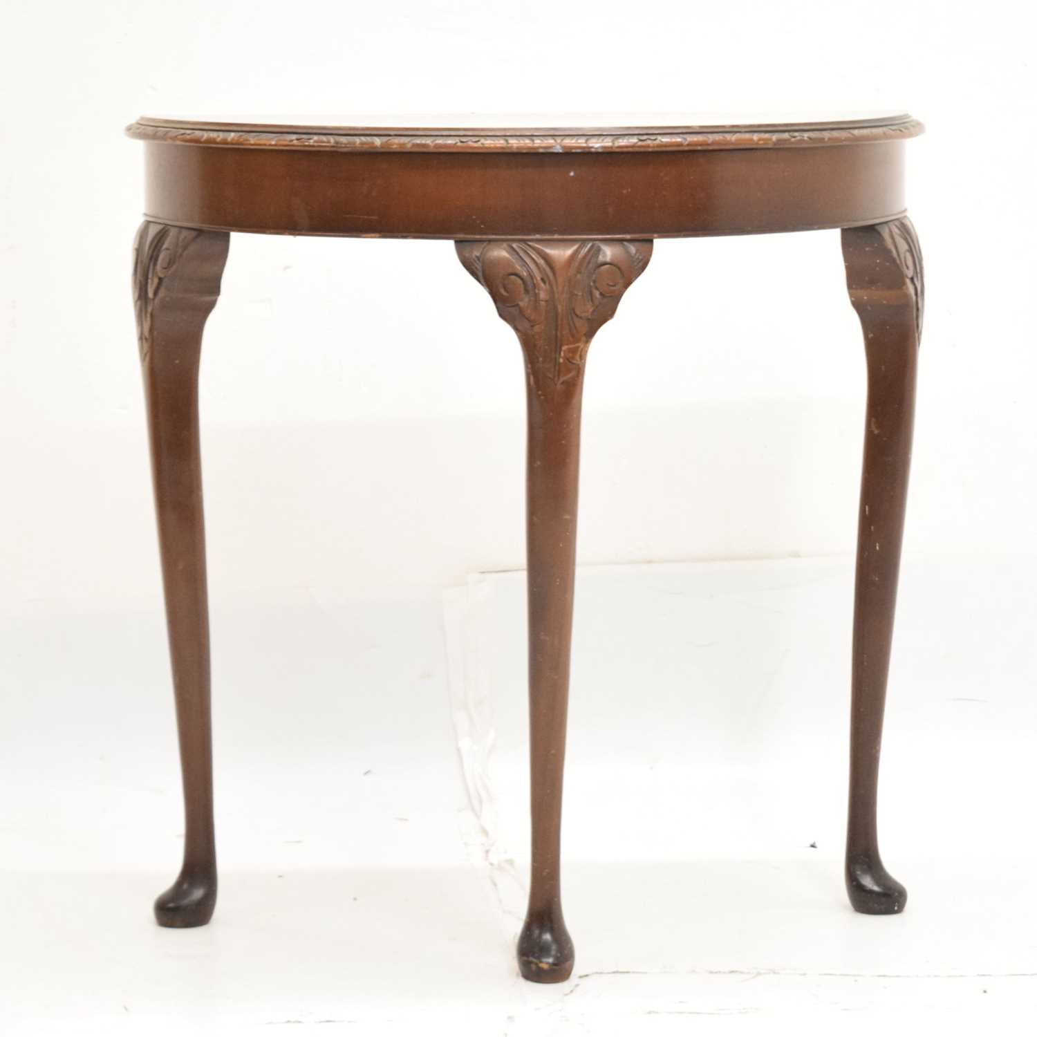 Mid 20th century walnut demi-lune console table