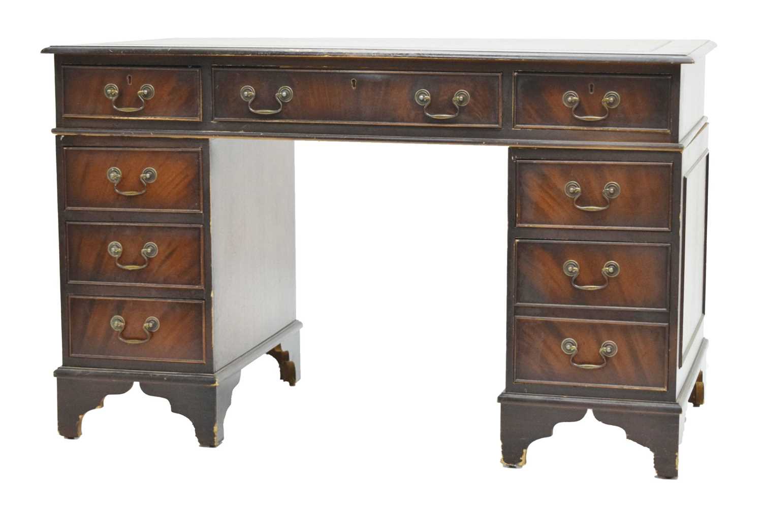 Reproduction mahogany twin pedestal desk