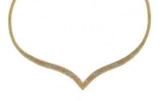 9ct three-colour gold collar necklace