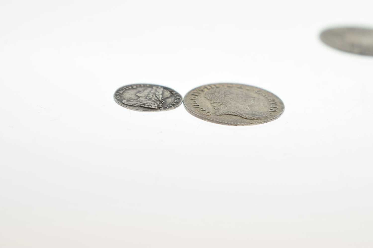 Four Georgian milled coins, George II and George III - Image 4 of 8