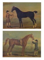 Pair of reproduction prints of horses and jockeys