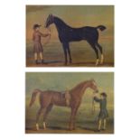 Pair of reproduction prints of horses and jockeys